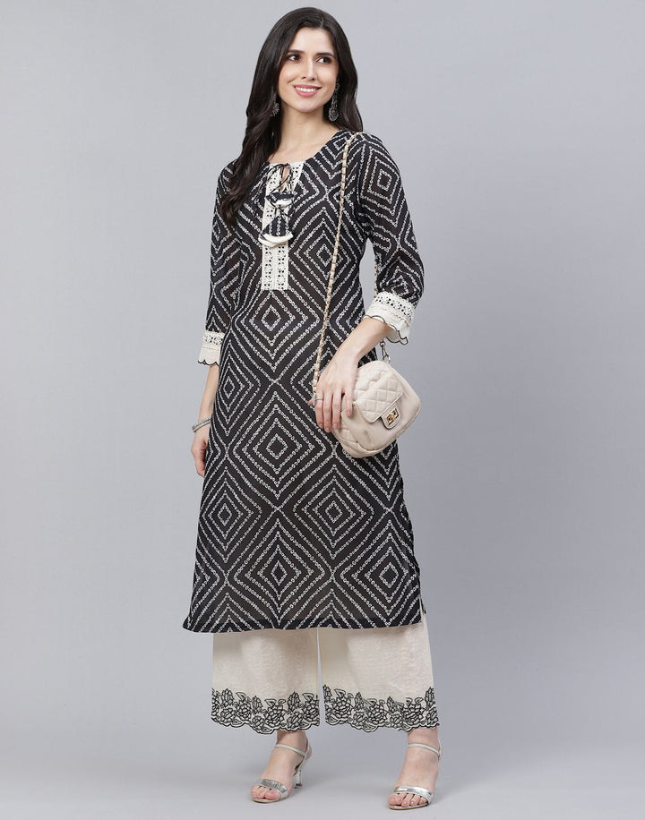 Bandhini Print Cotton Kurti with Palazzo