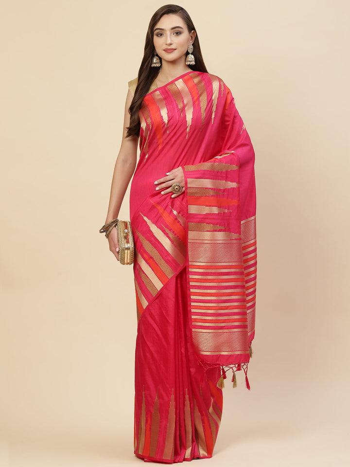 Plain Zari Border Handloom Woven Saree