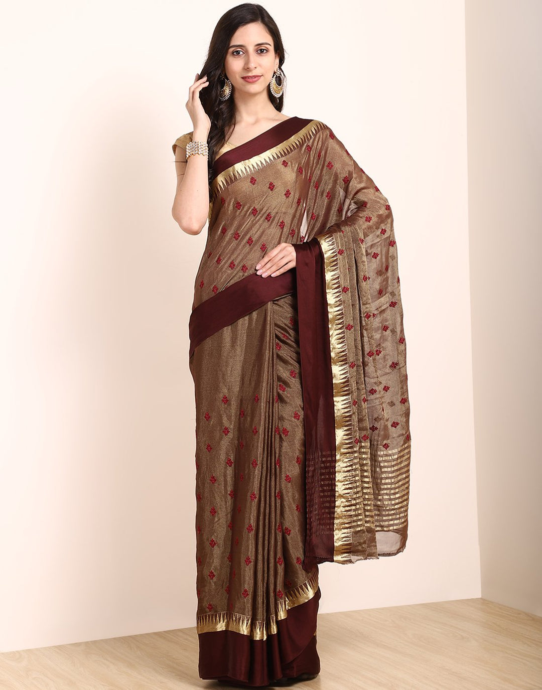 Brown Chiffon Saree