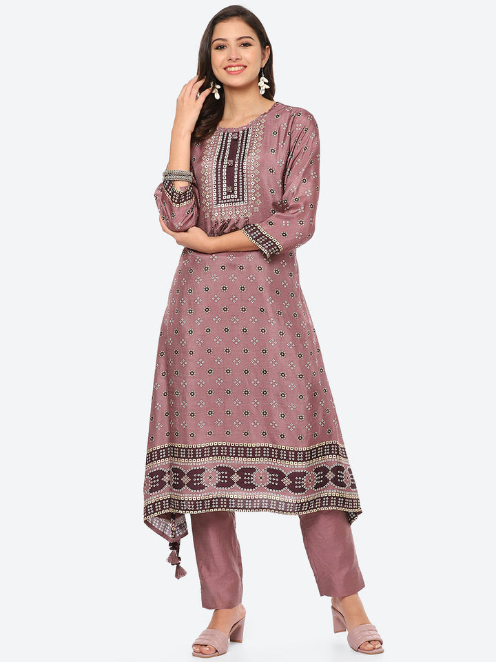 Printed Muslin Kurta With Pant