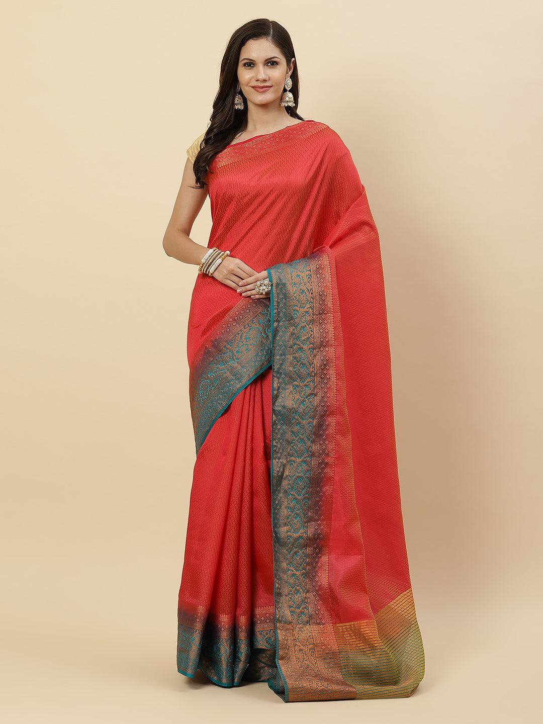 Plain Zari Border Handloom Woven Saree