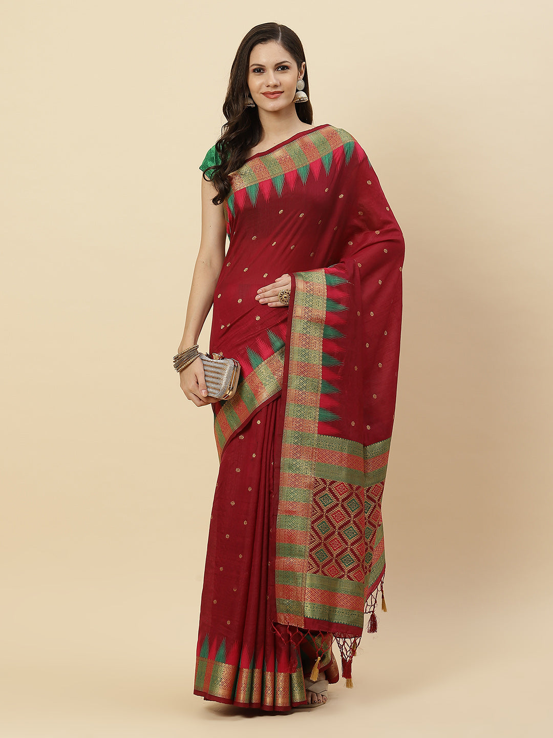 Plain Zari Border Handloom Woven Saree