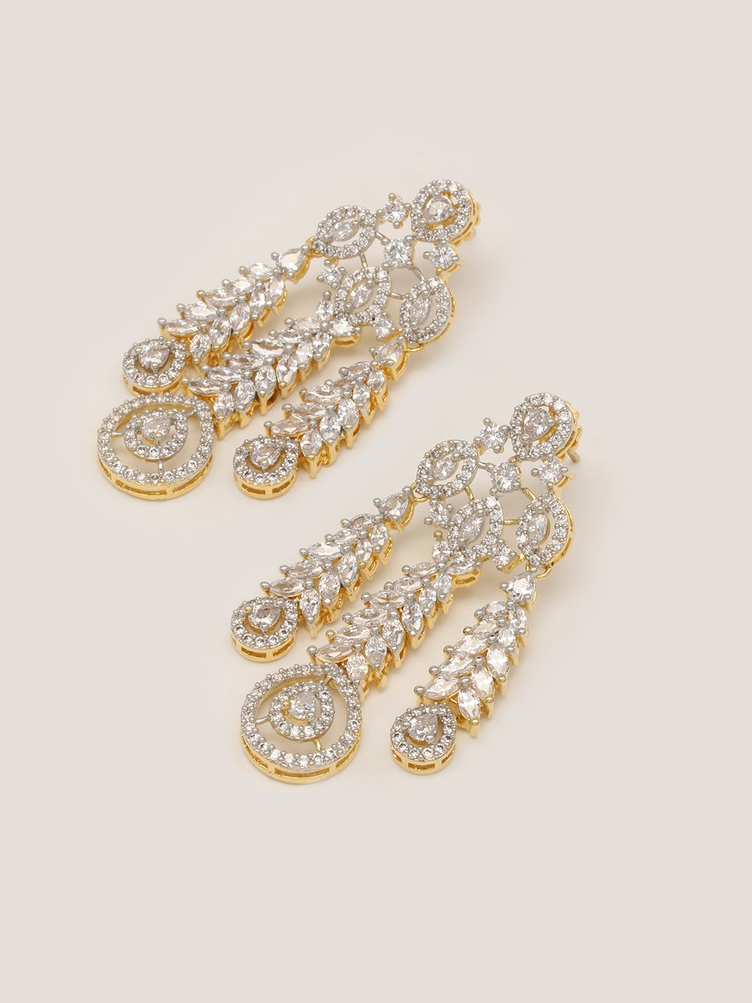 Gold Plated Earrings Embellished With Diamond Stone