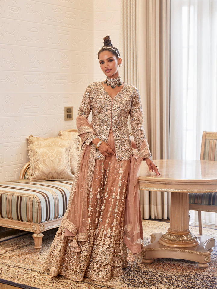 Sequin Embroidered Net Kurti With Sharara &amp; Net Dupatta