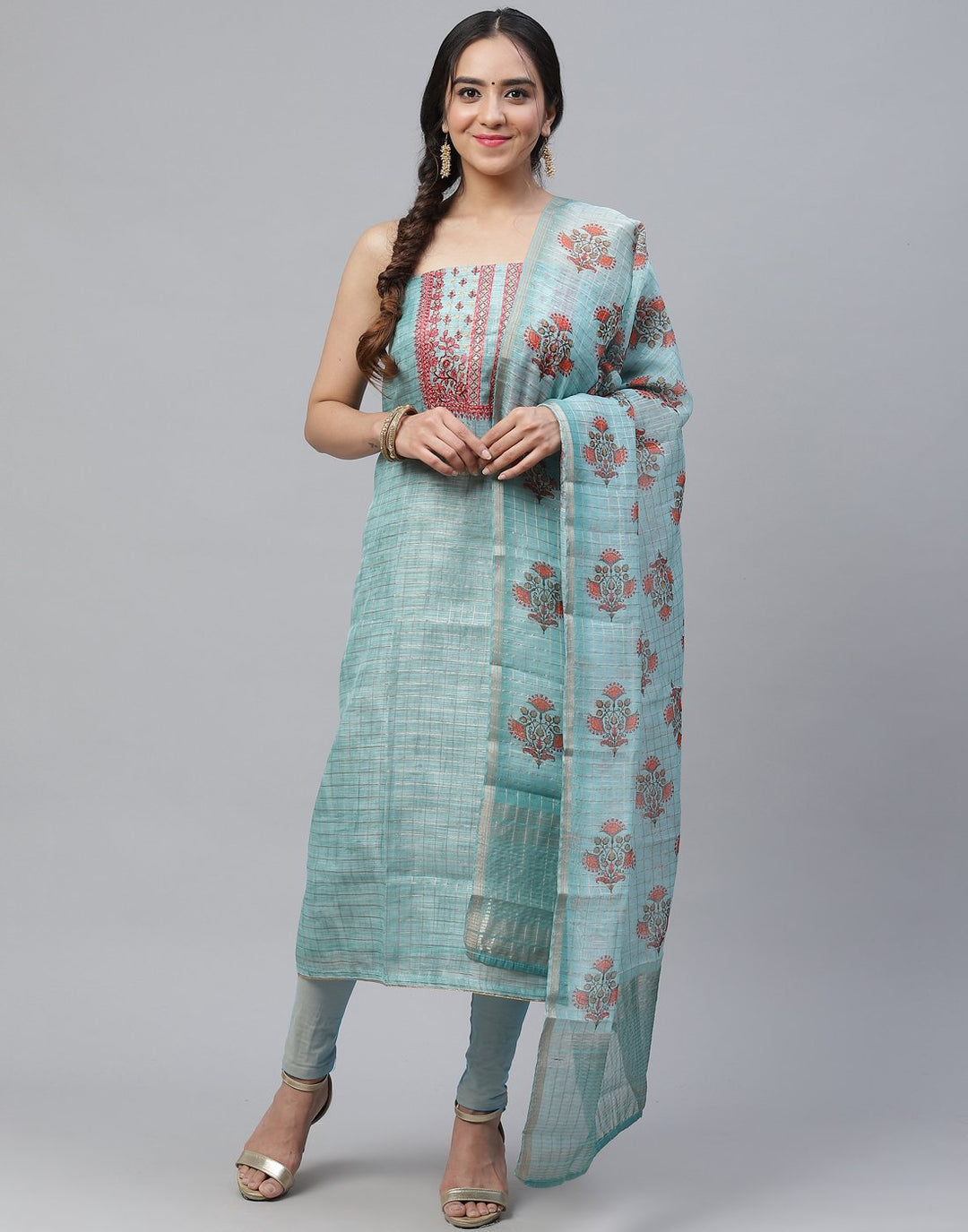 Chanderi Embroidered Suit Piece