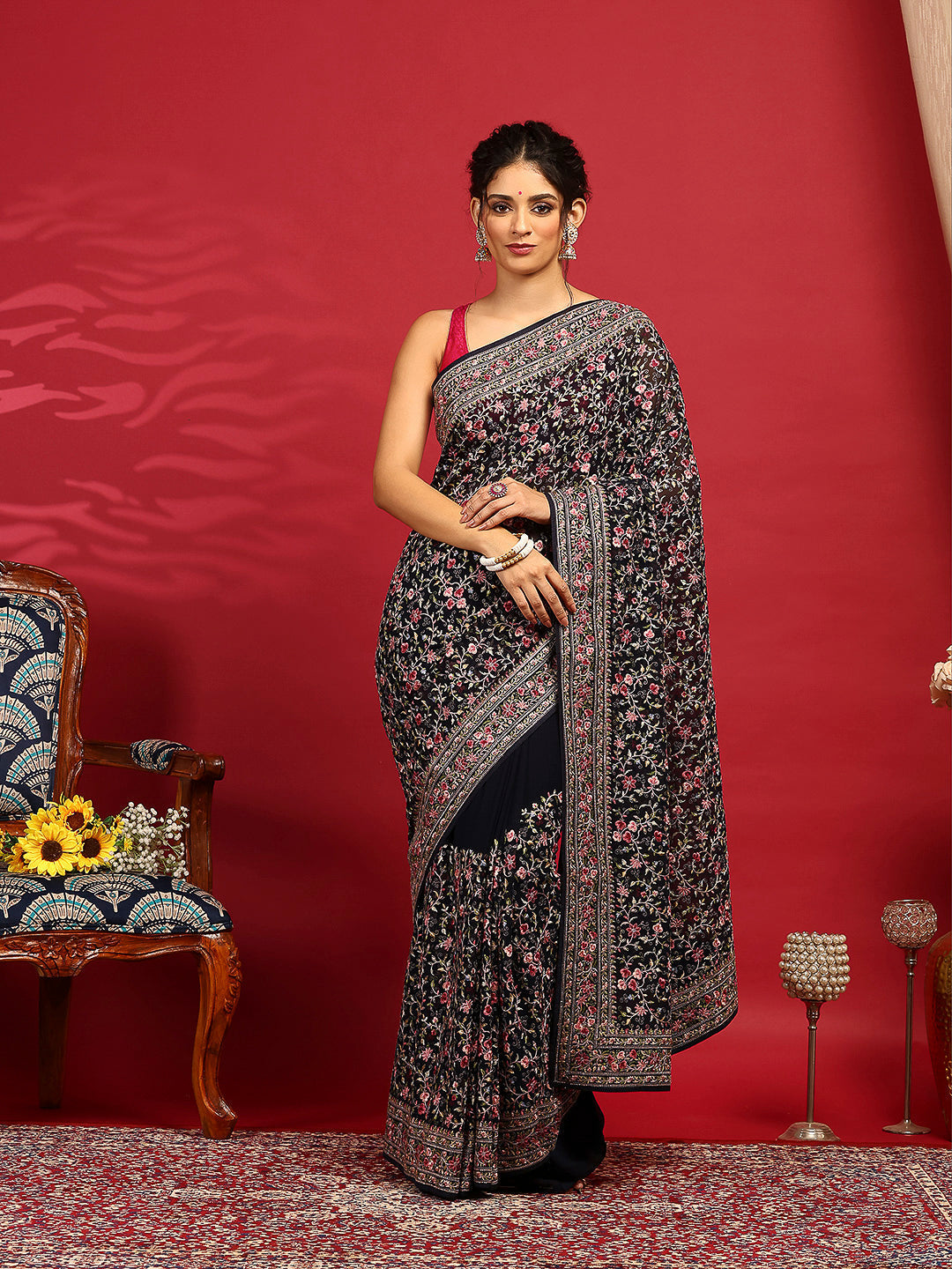 Embroidered Georgette Saree