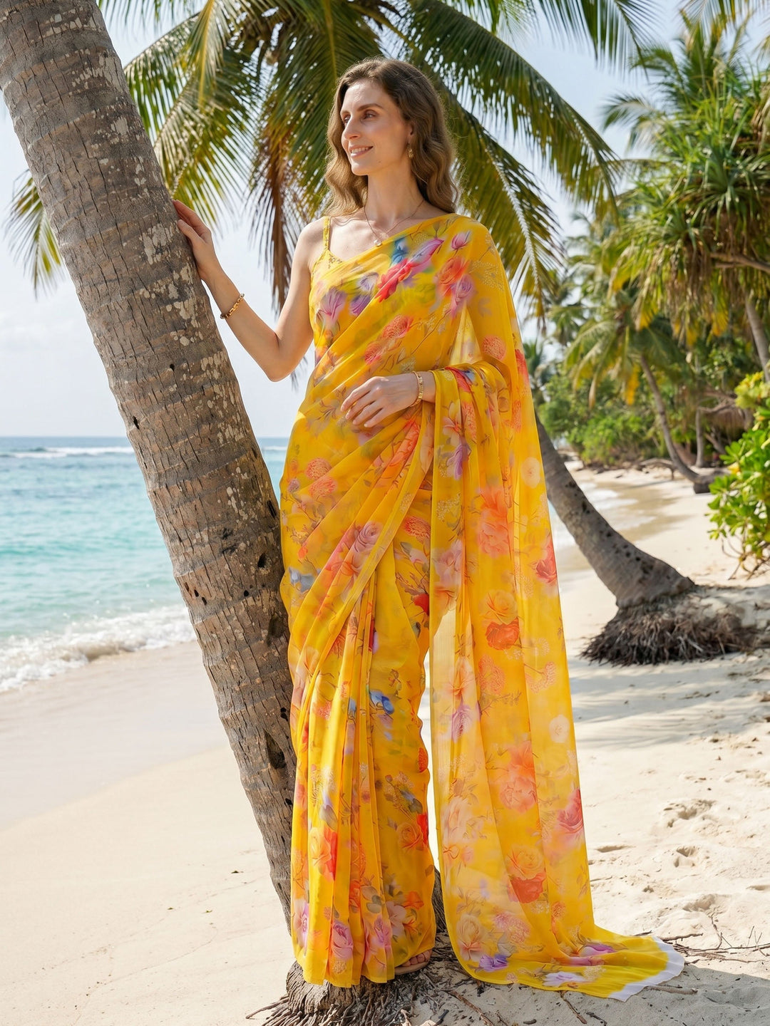 Digital Print Chiffon Saree