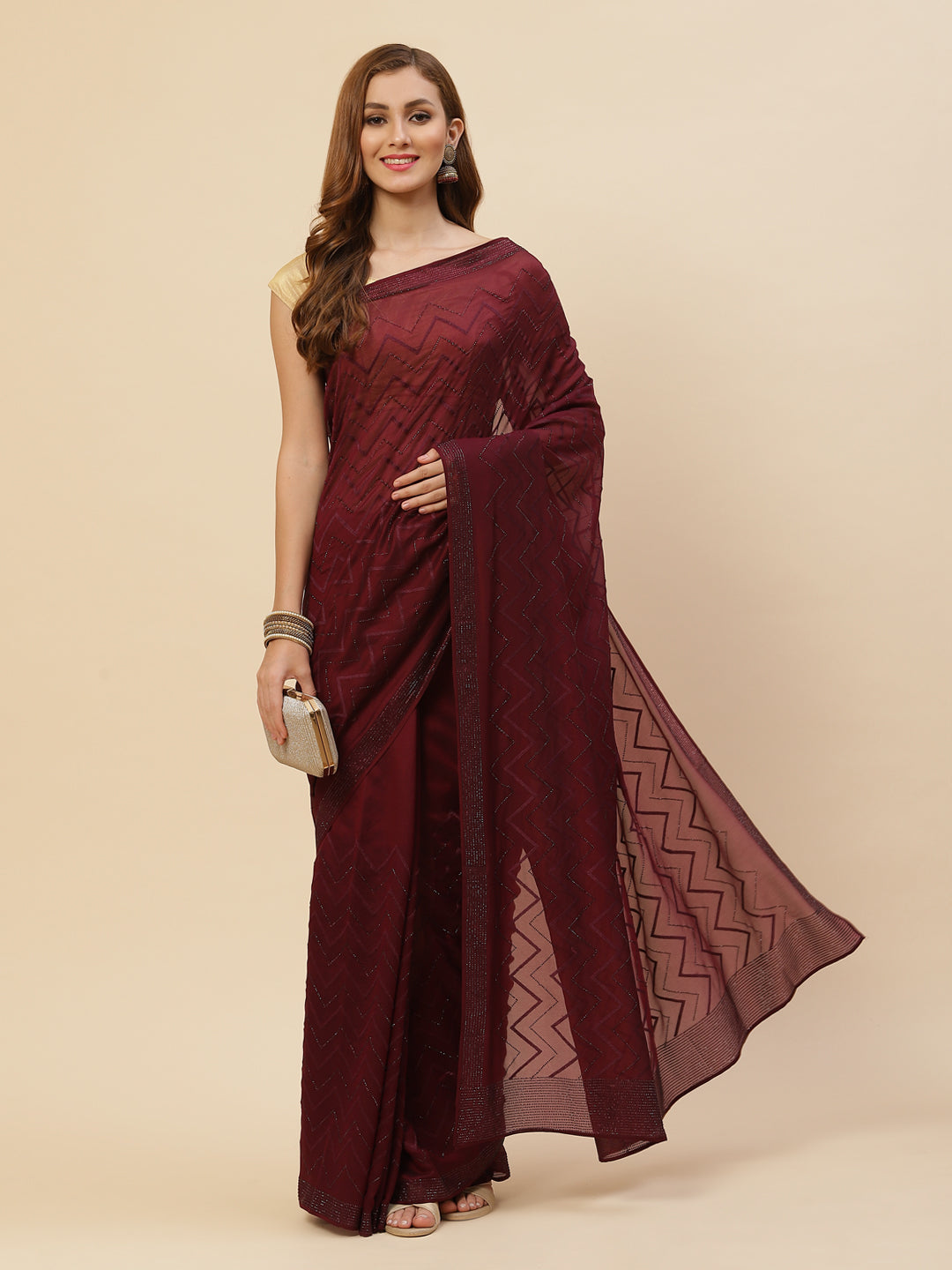 Swarovski Jaal Embroidered Georgette Saree