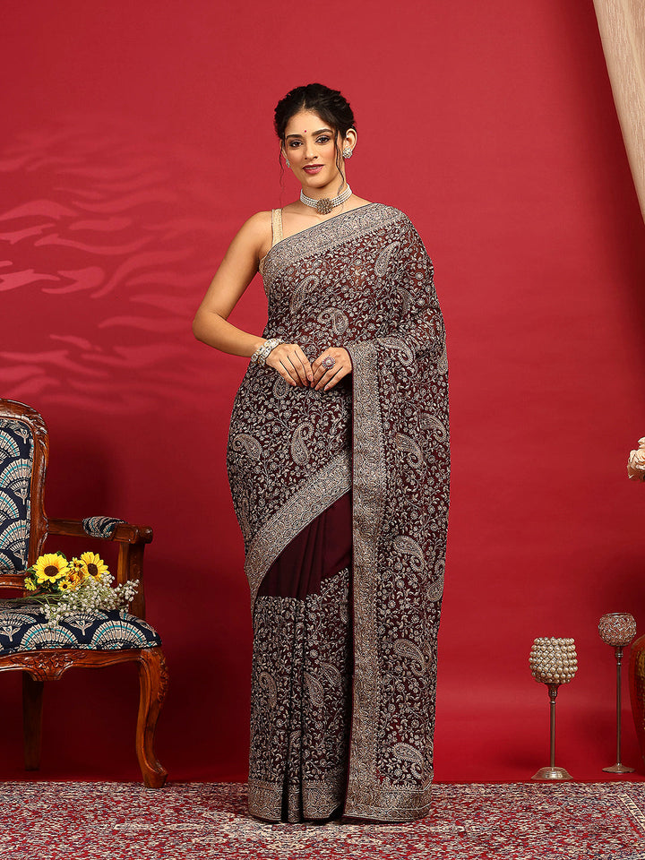 Embroidered Georgette Saree