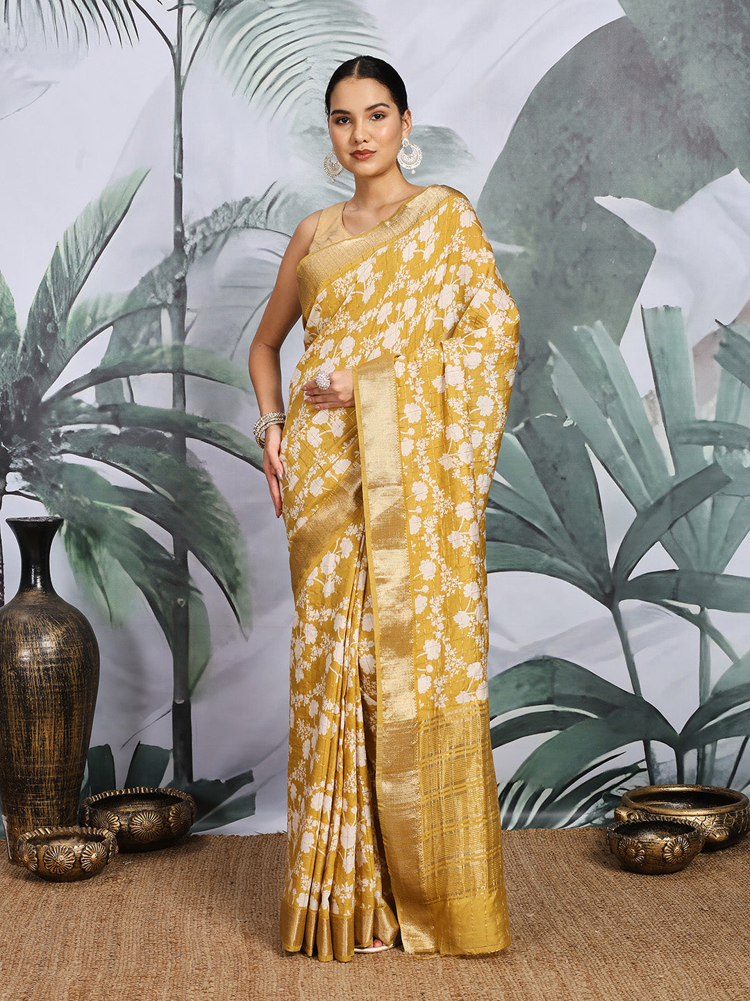 Floral Printed Art Silk Saree