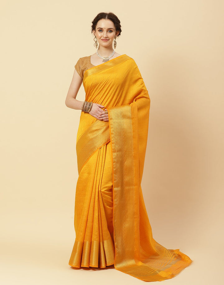 Woven Art Handloom Plain Zari Border Saree