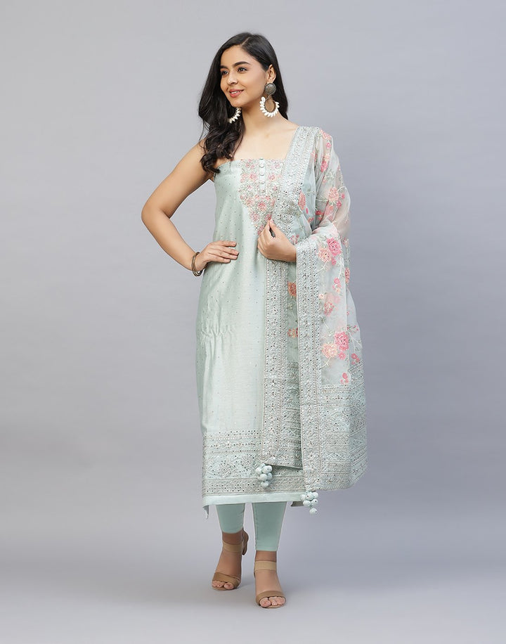 Embroidered Organza Kora Suit Piece