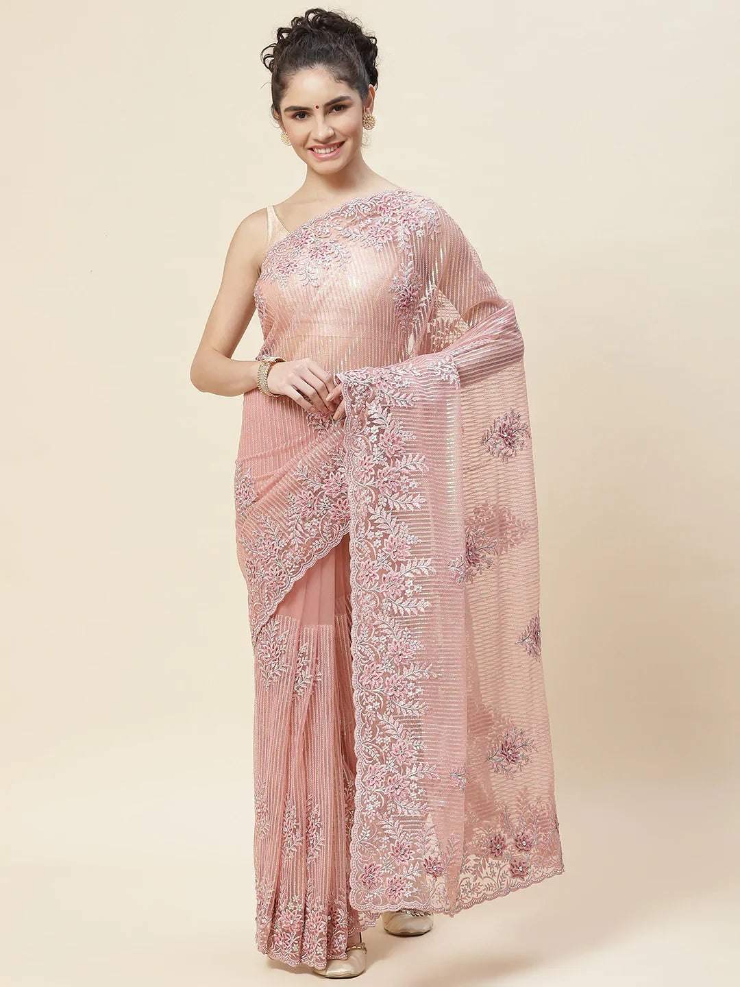 Swarovski Jaal Embroidered Net Saree