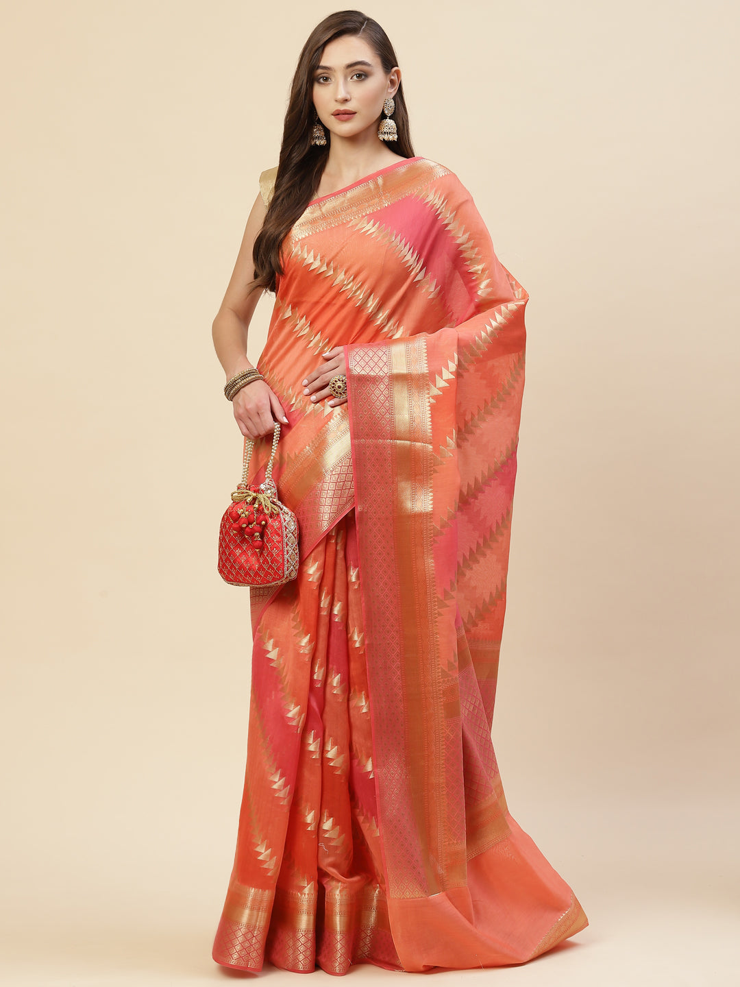 Zari Booti Cotton Woven Saree