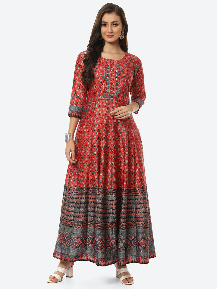 Mirror Work Printed Handloom Kurta