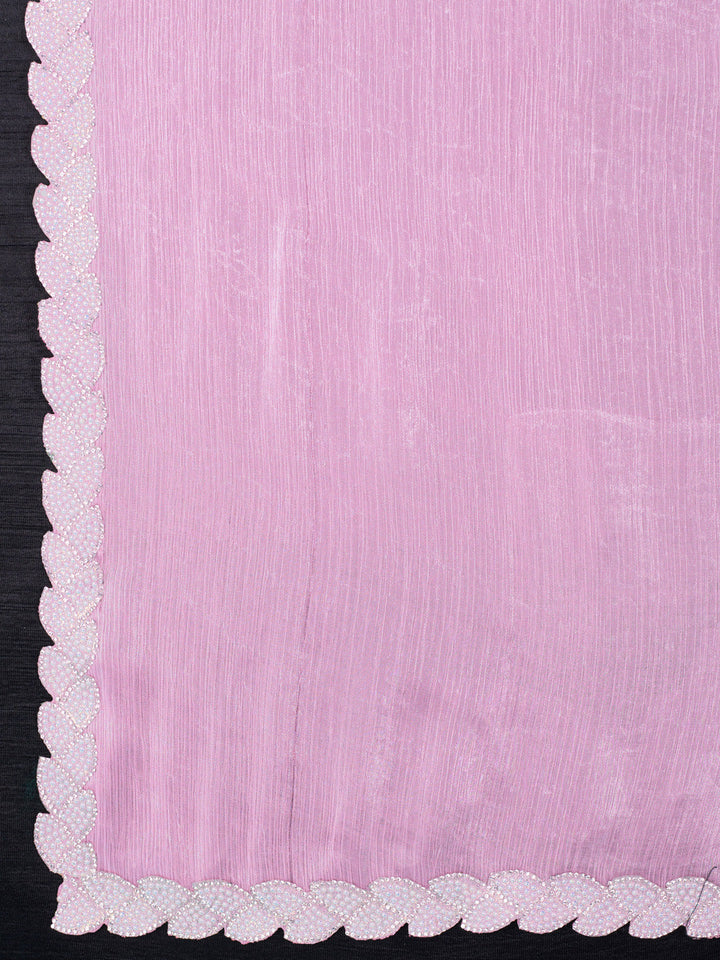 Embroidered Chinon Saree
