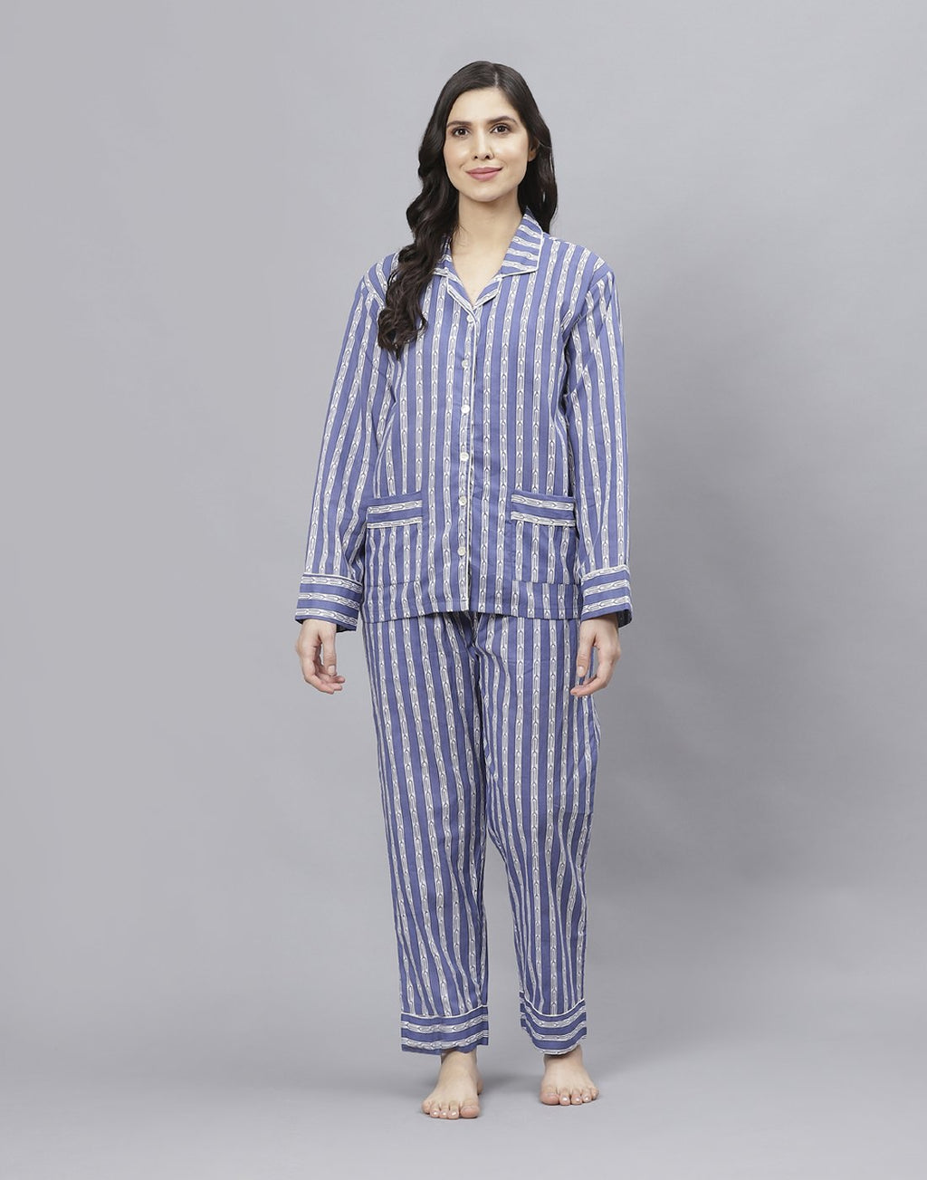Blue Cotton Stripe Comfort Wear