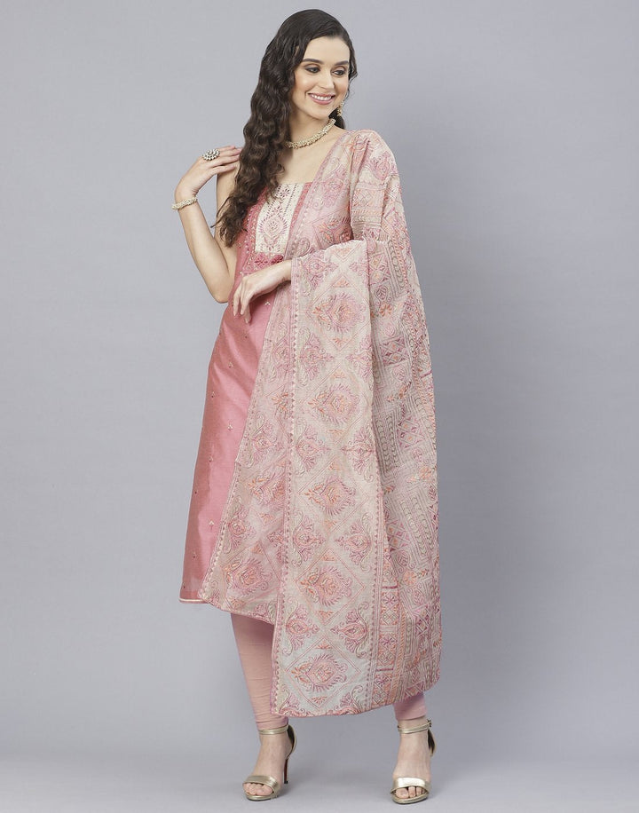 Chanderi Embroidered Suit Set