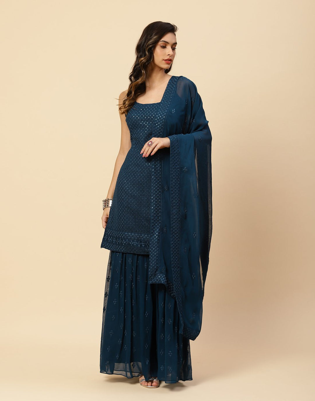 Embroidered Georgette Salwar Kameez Stitched Suit With Dupatta