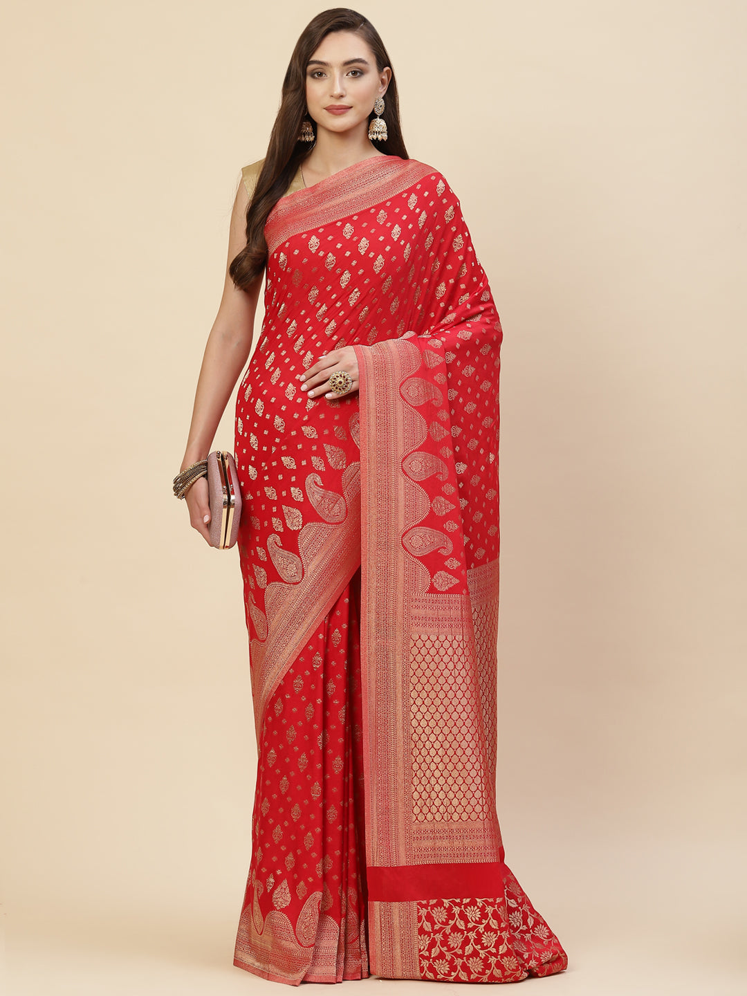 Zari Border Booti Georgette Saree