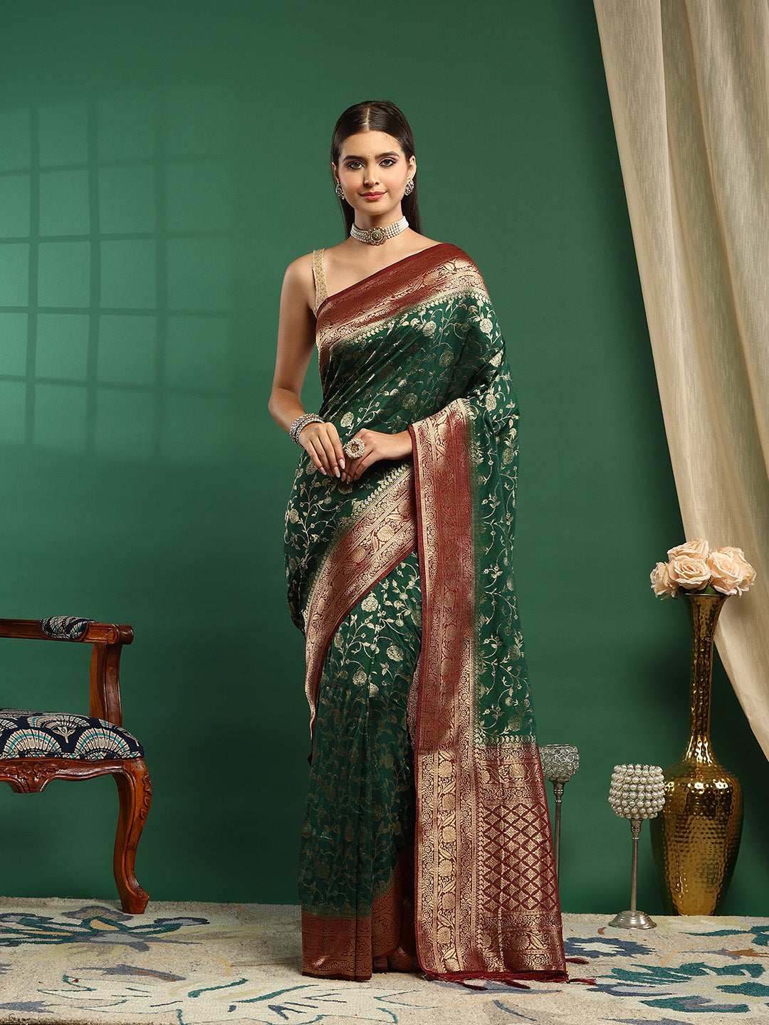 Plain Crepe Saree