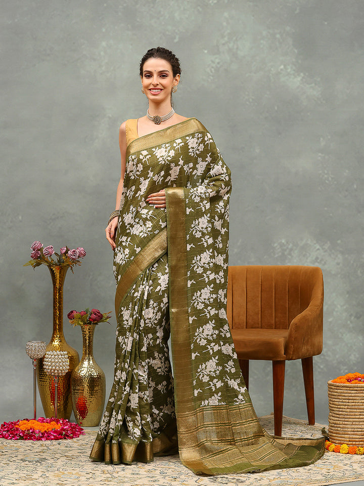 Floral Printed Art Silk Saree