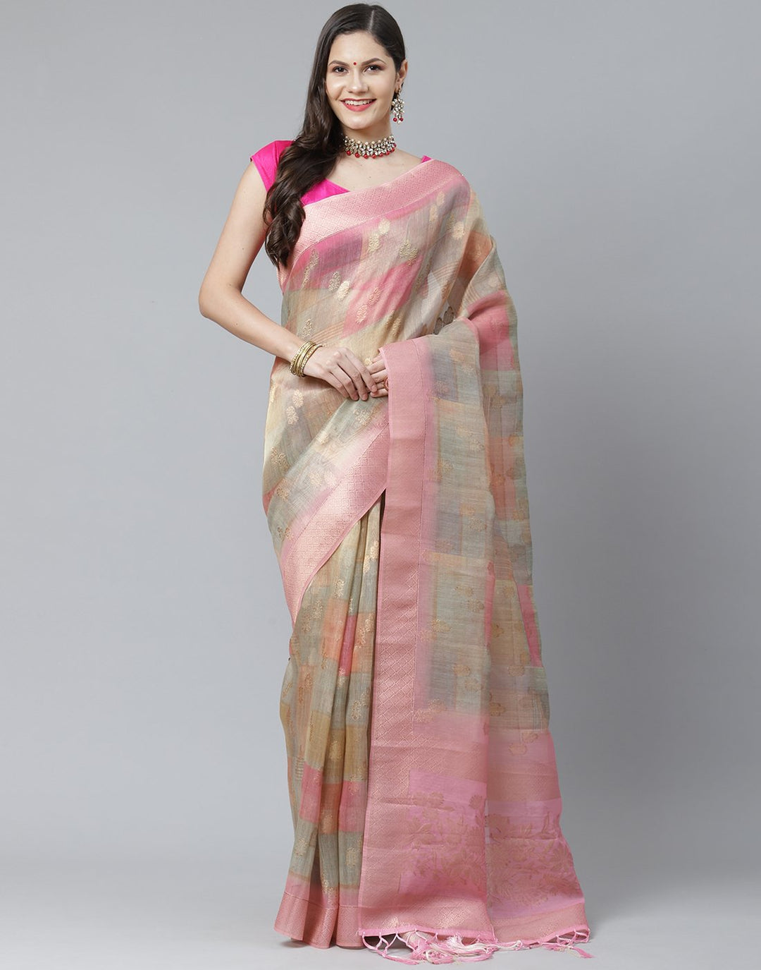 Cotton Tissue Saree with Multi Floral Print