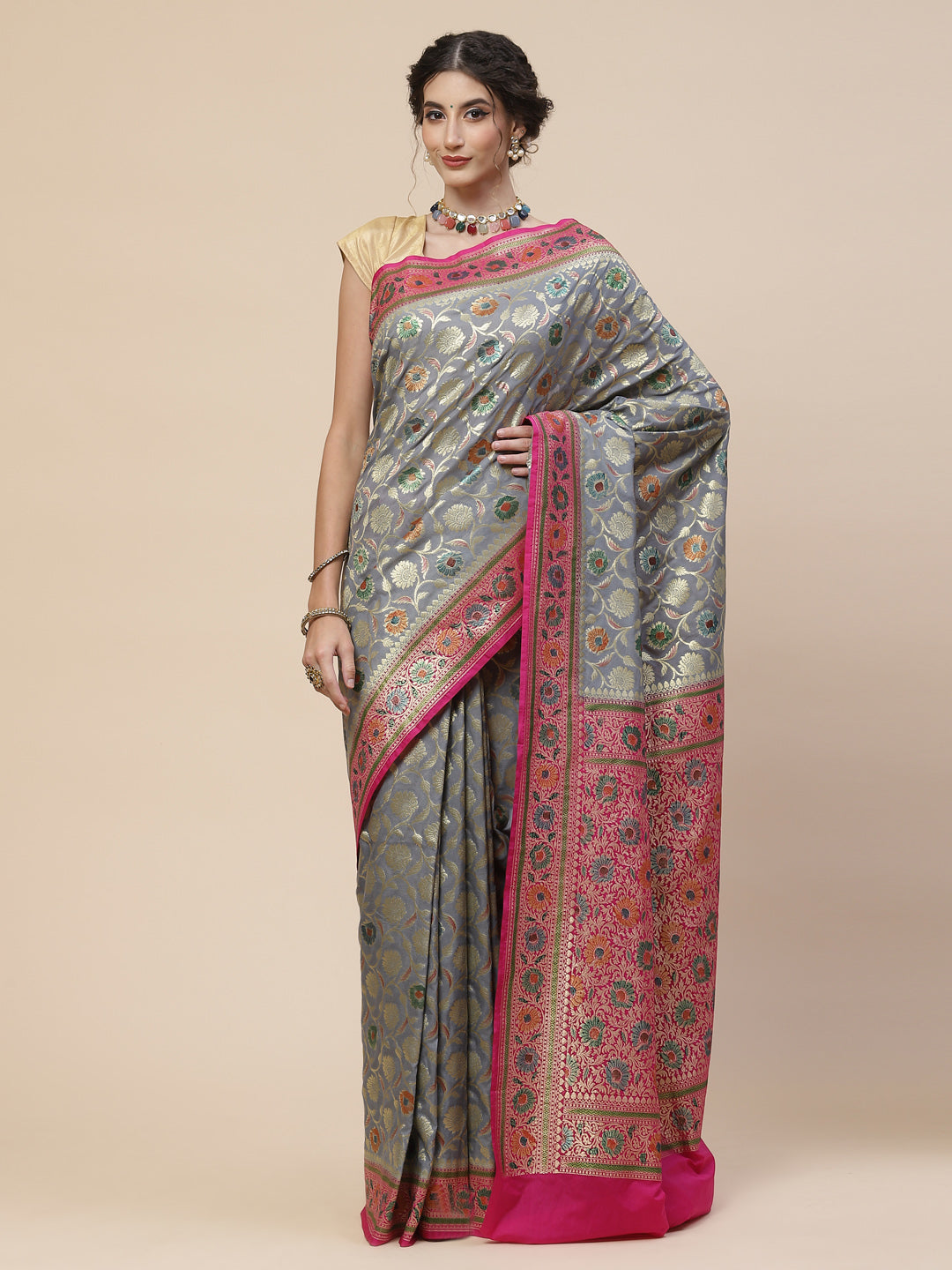 Zari Jaal Banarasi Woven Saree