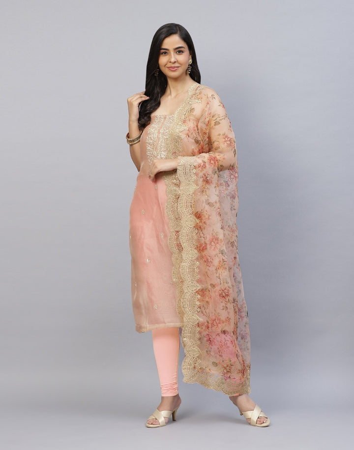 Embroidered Organza Kora Suit Piece