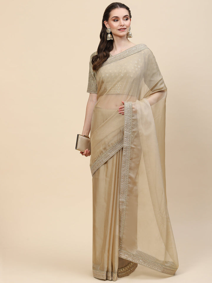 Sequin Embroidered Organza Saree