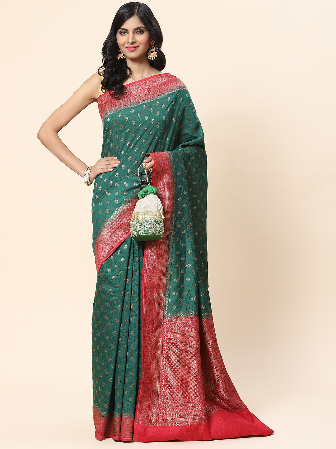 Antique Booti Banarasi Woven Saree