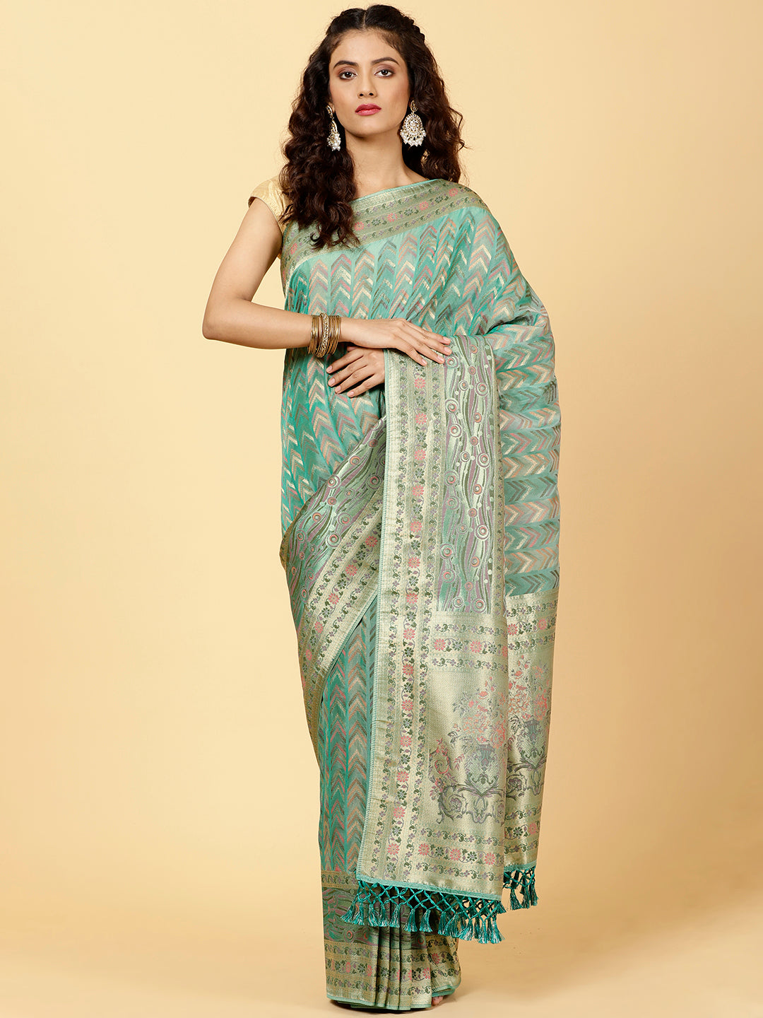 Zari Organza Woven Saree