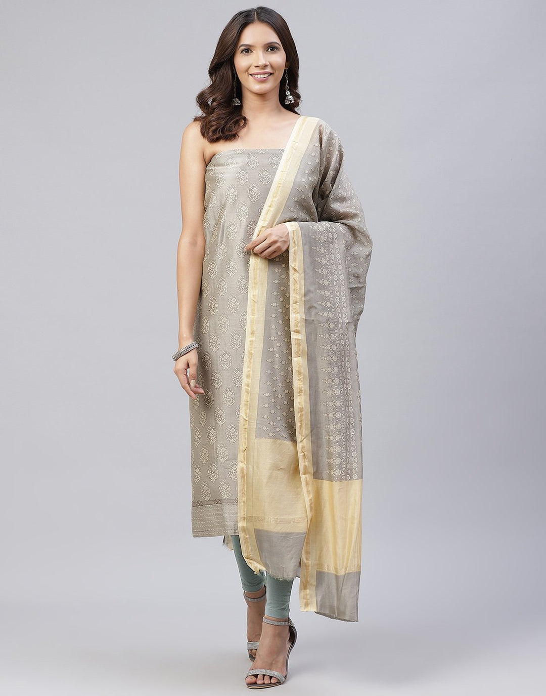 Printed Chanderi Suit Piece