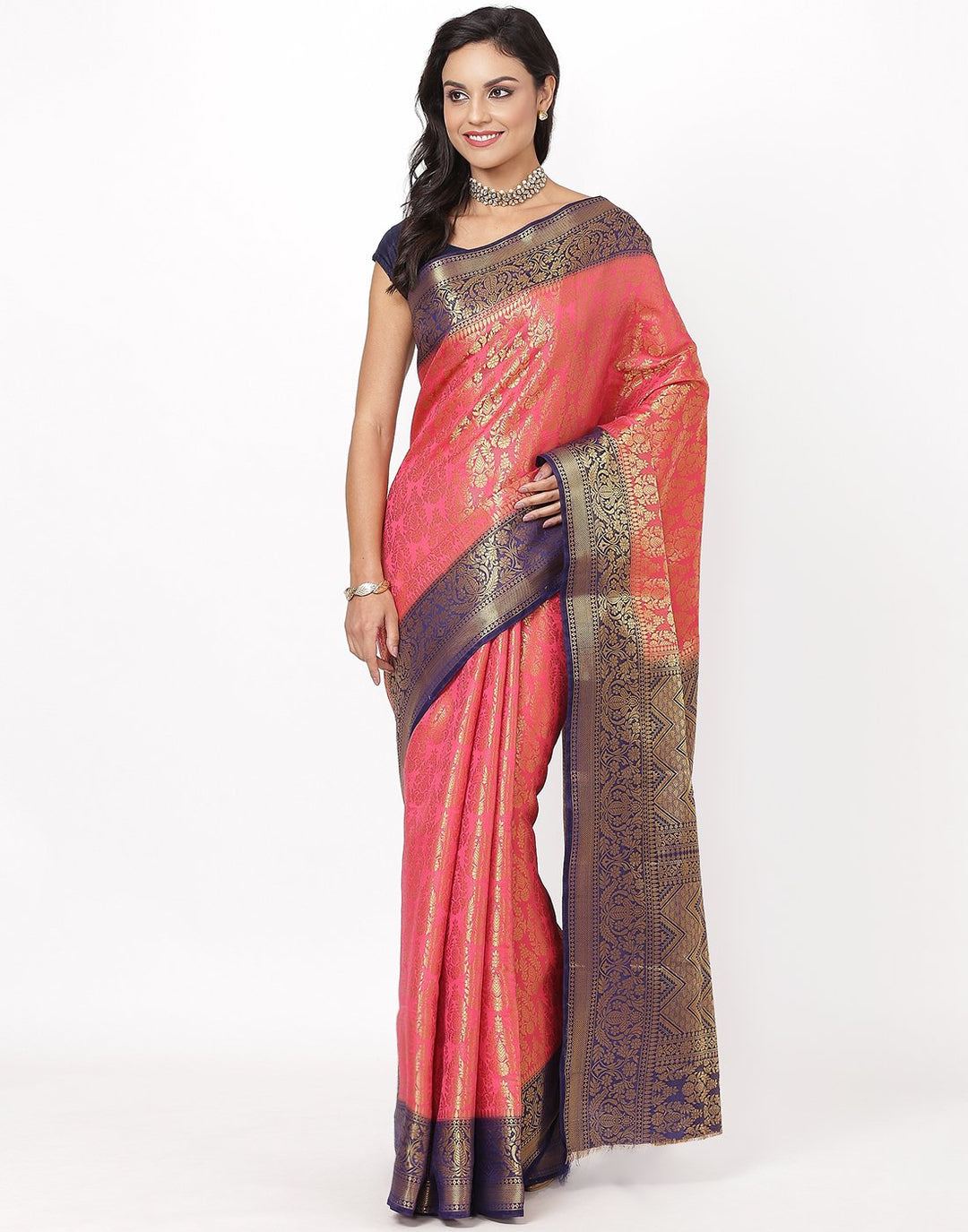 Hot Pink Art Handloom Saree