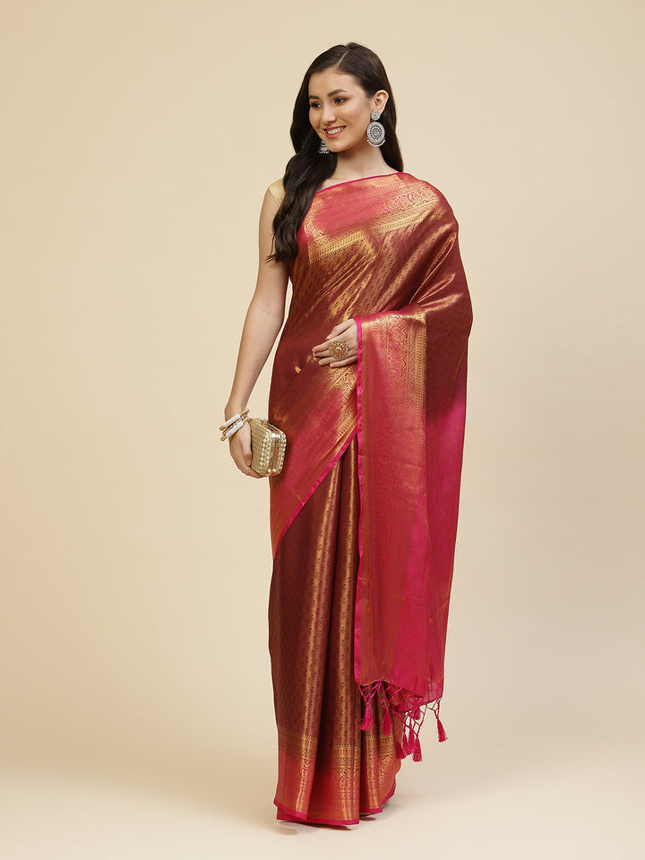 Brocade Zari Jaal Handloom Woven Saree