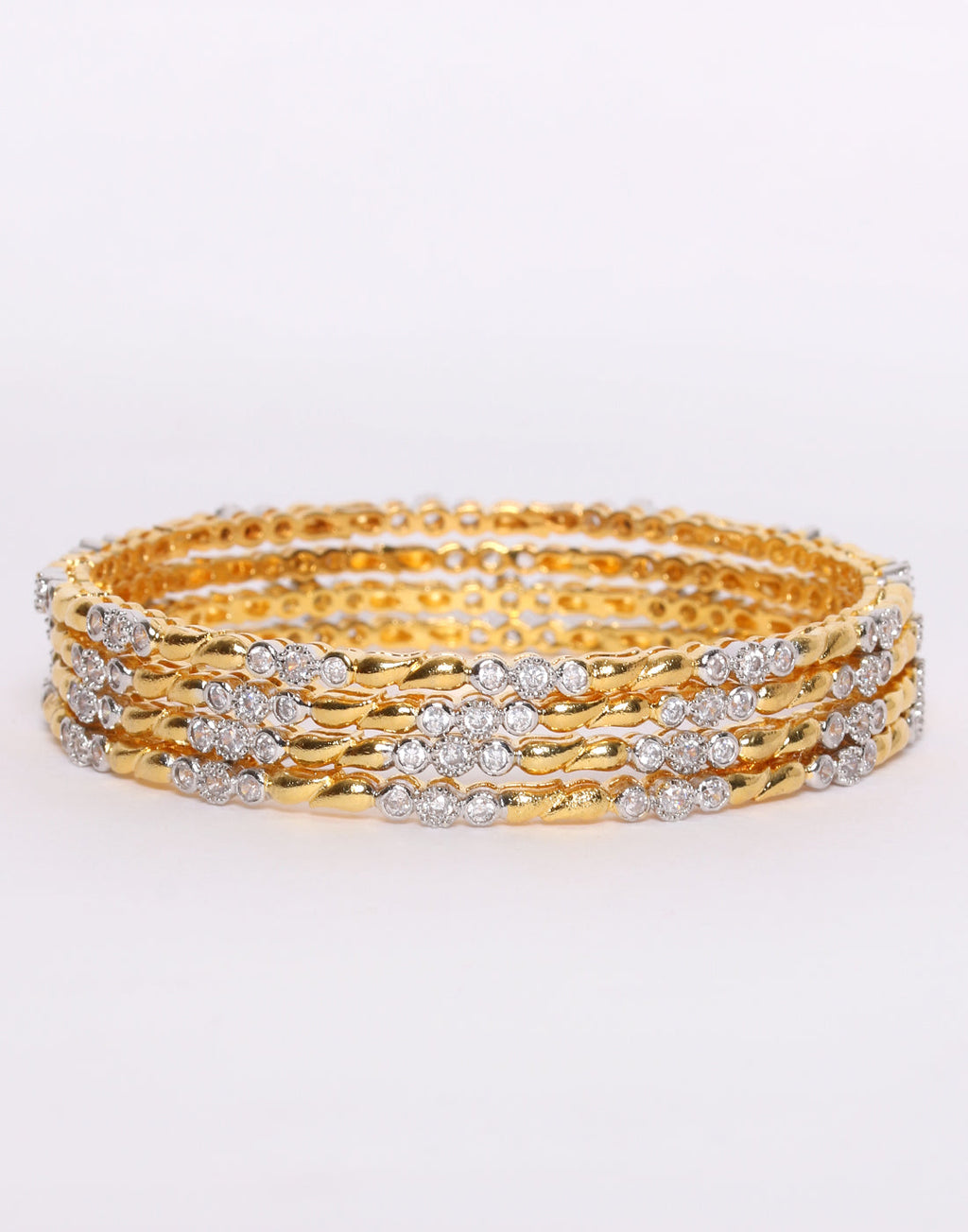 Gold Toned With White Stone Bangle Set