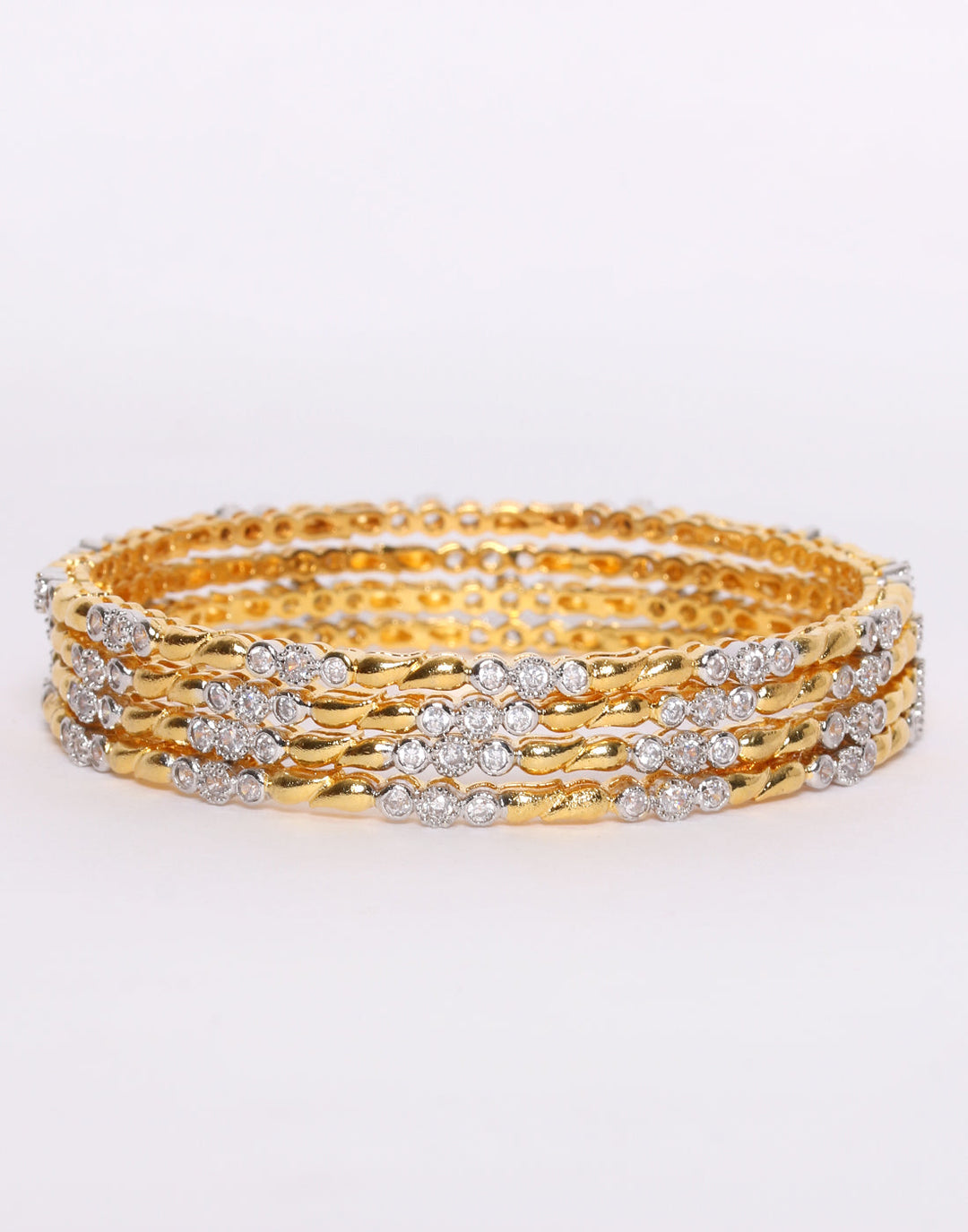 Gold Toned With White Stone Bangle Set