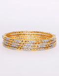 Gold Toned With White Stone Bangle Set