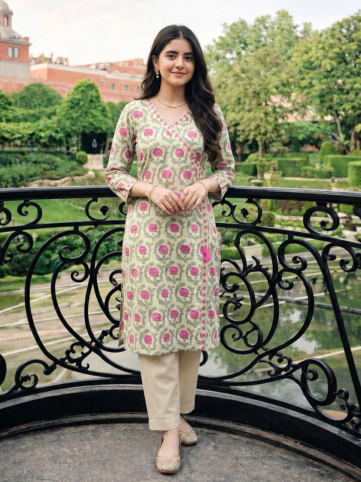 Printed Cotton Blend Kurta Set
