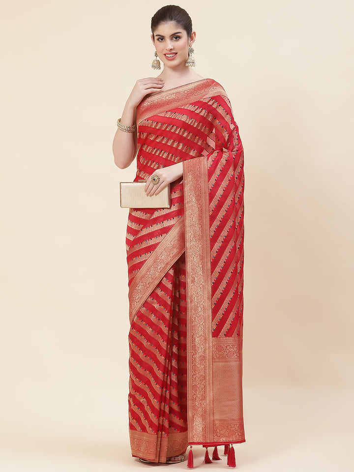 Zari Jaal Organza Woven Saree