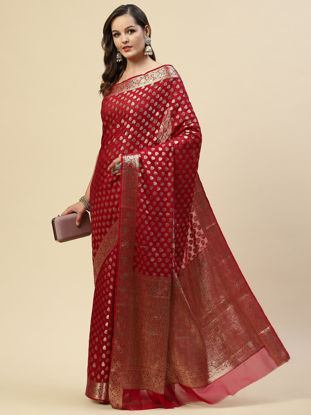 Antique Booti Georgette Plain Saree