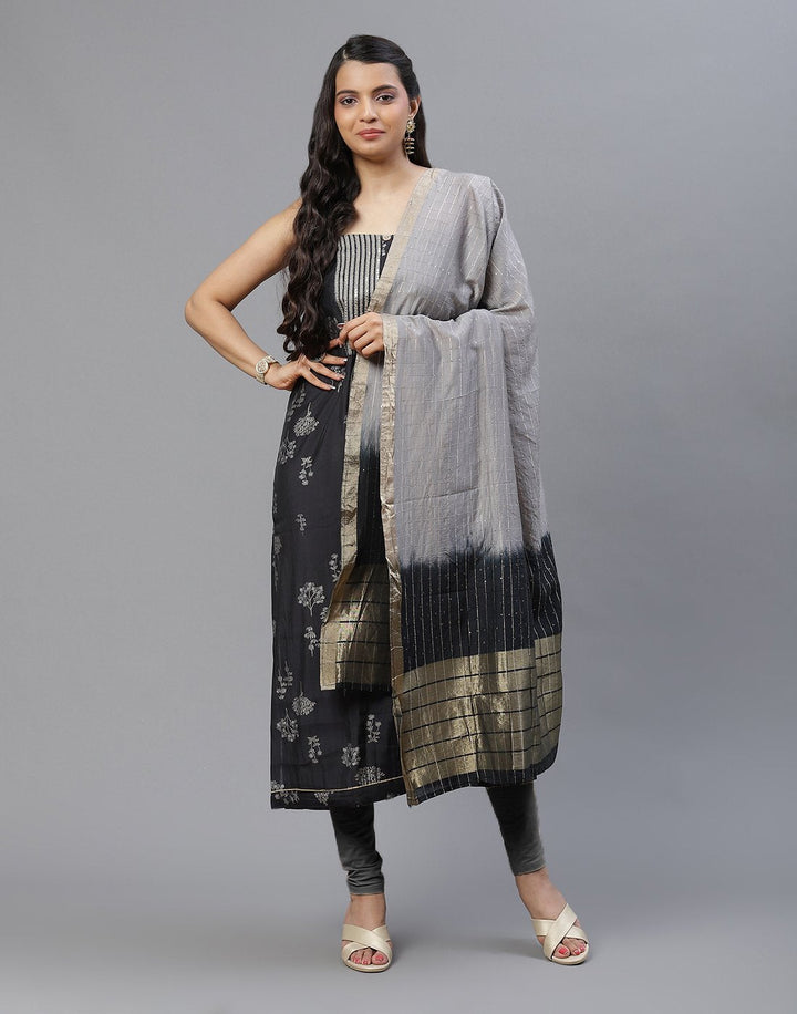 Chanderi Printed Embroidered Suit piece