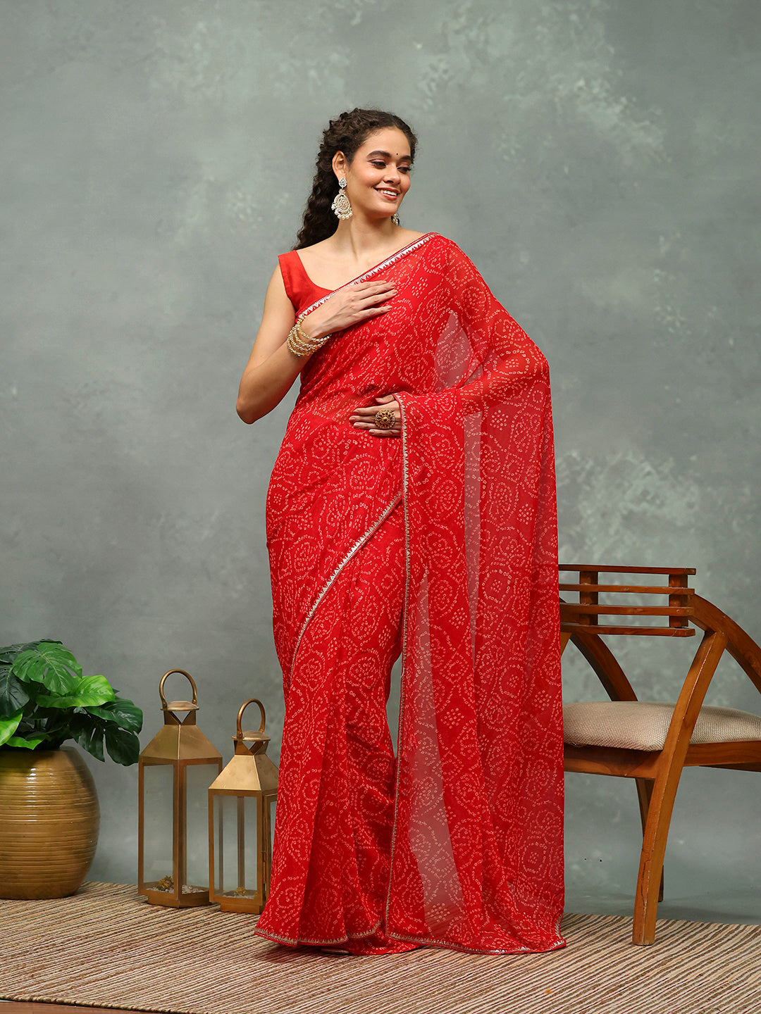 Bandhani Printed Georgette Saree