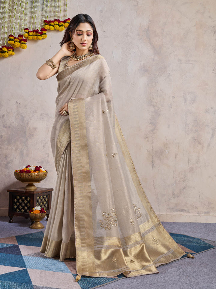 Woven Border Linen Saree