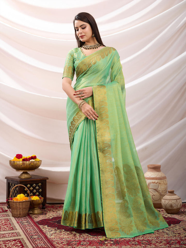 Woven Design Cotton Linen Saree