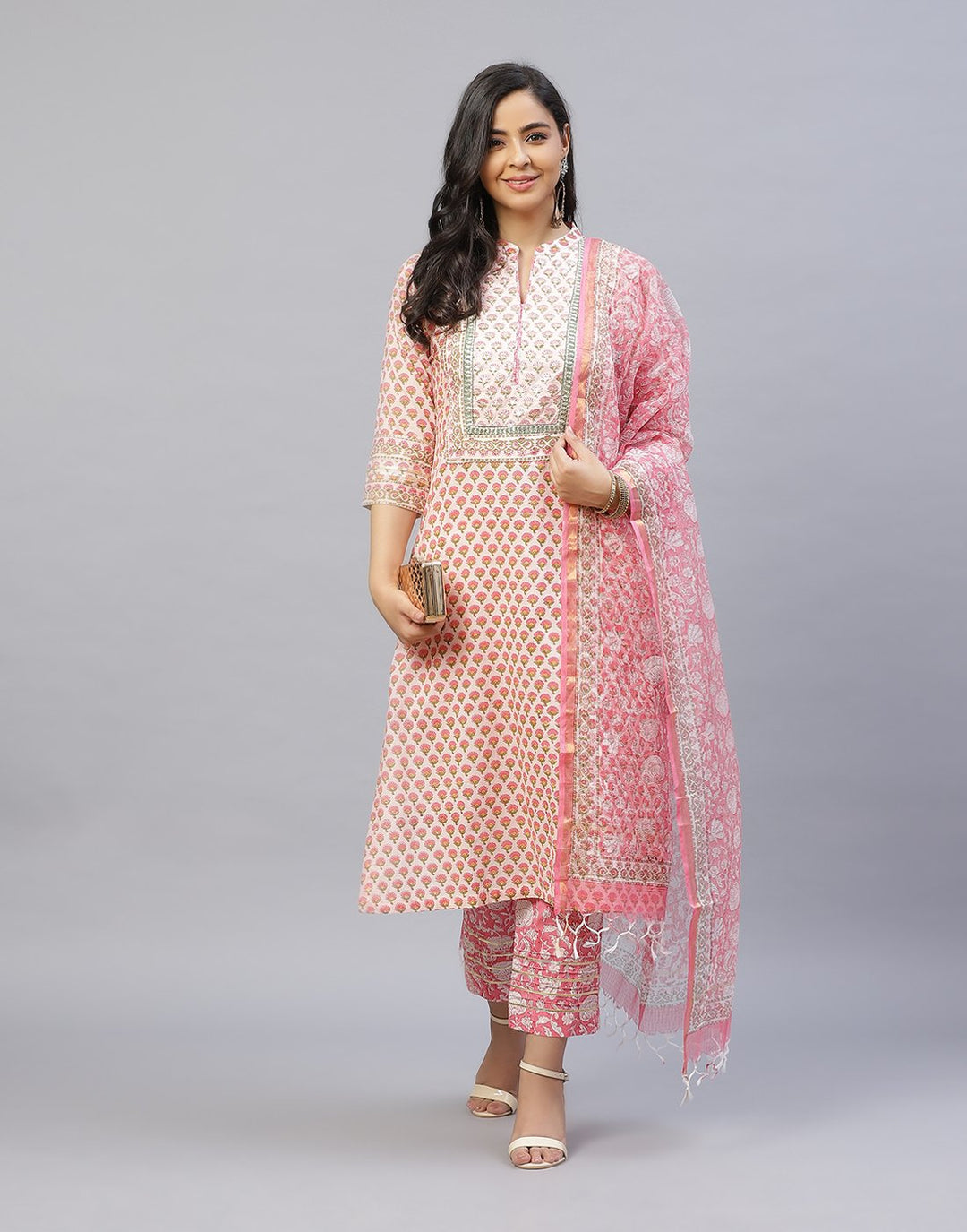 Printed Cotton salwar Kameez Stitched Suit With Kota Printed Dupatta