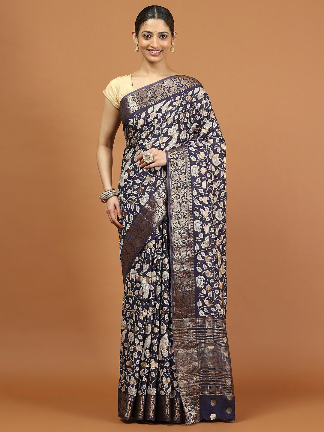 Patola Zari Border Printed Cotton Blend Woven Saree