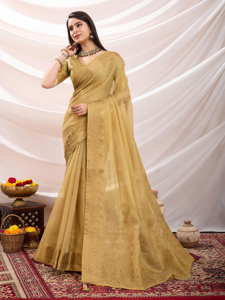 Woven Design Cotton Linen Saree