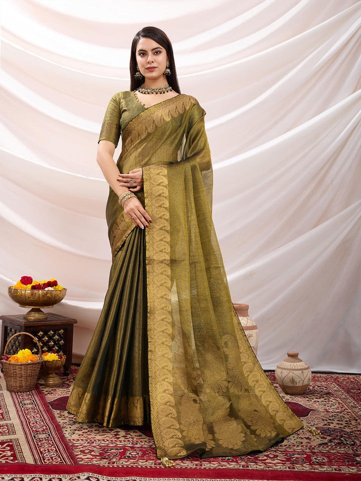 Woven Design Cotton Linen Saree