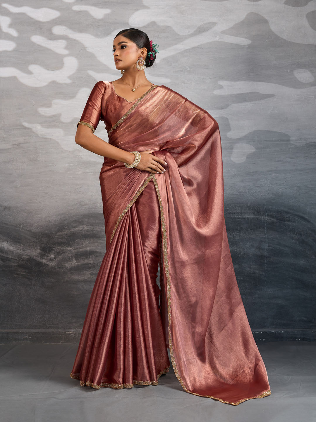 Embroidered Burberry Saree